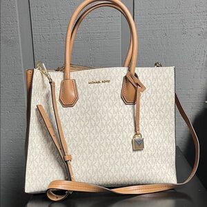 Michael Kors Cream and Tan Satchel